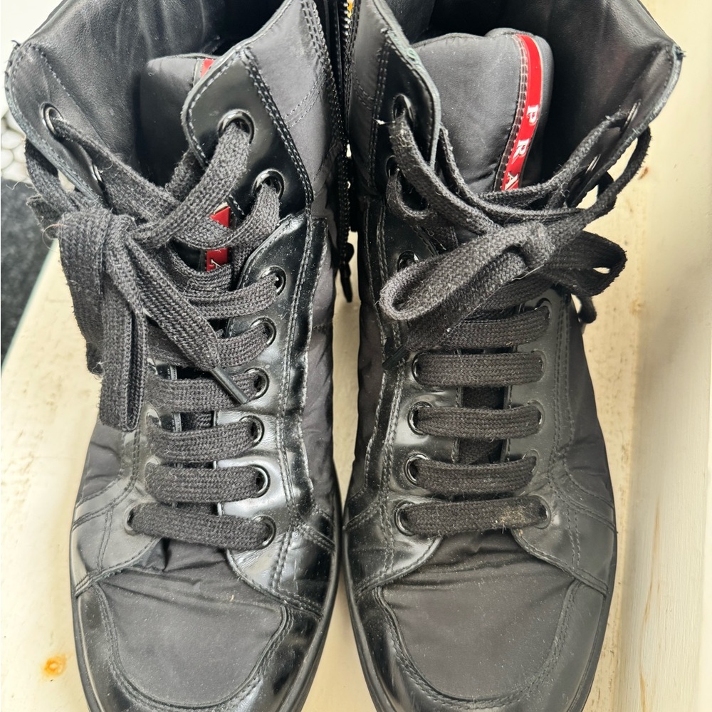 Prada Men's Black High-Top Sneakers